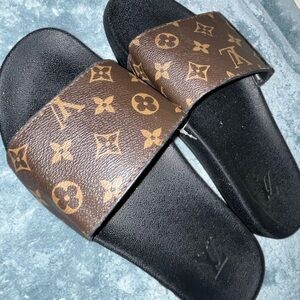 Louis Vuitton Brown and Black Slide Sandals